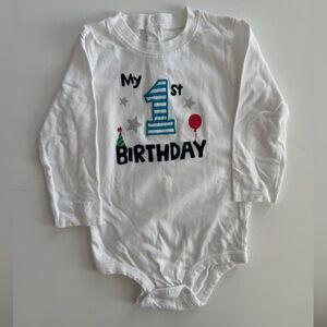 White My 1st Birthday Long Sleeve Onesie